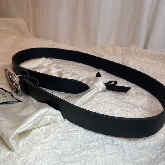 Authentic Gucci Marmont Double GG Raw Edge Black Leather Belt 414516 90/36 - Picture 9 of 9